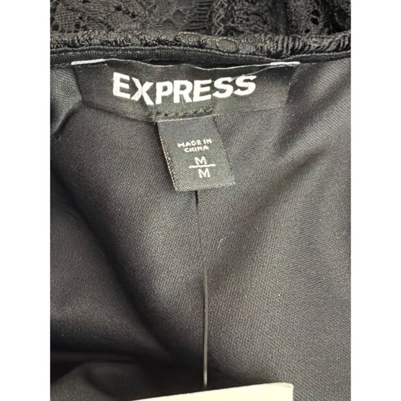 Express Women’s Black Long Sleeve High Neck Lace Dress Size M - Picture 8 of 9